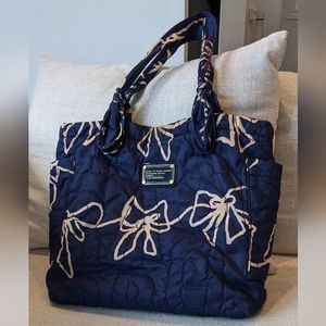 Marc by Marc Jacobs quilted, navy with pink bows, nylon tote bag